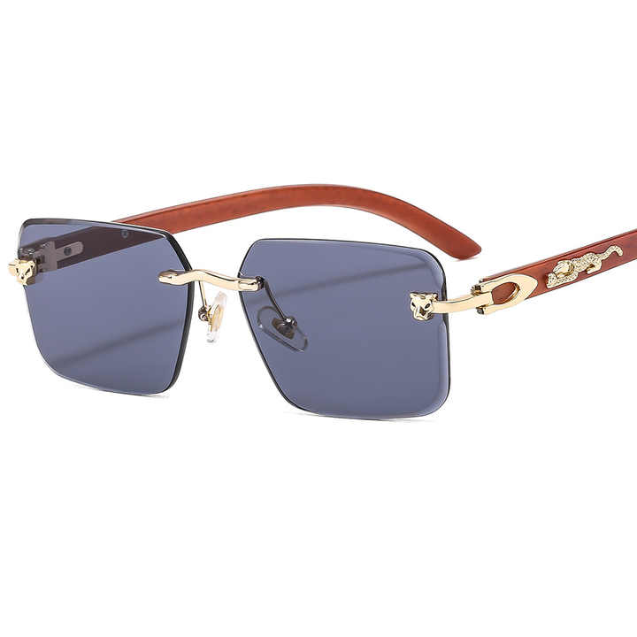 Lmamba 3076 Luxury Brand Designer Gold Cheetah Sunglasses 2024 Vintage High Quality Rimless Sun Glasses
