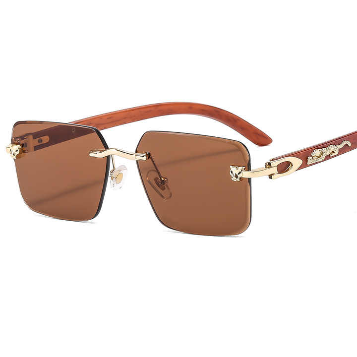 Lmamba 3076 Luxury Brand Designer Gold Cheetah Sunglasses 2024 Vintage High Quality Rimless Sun Glasses