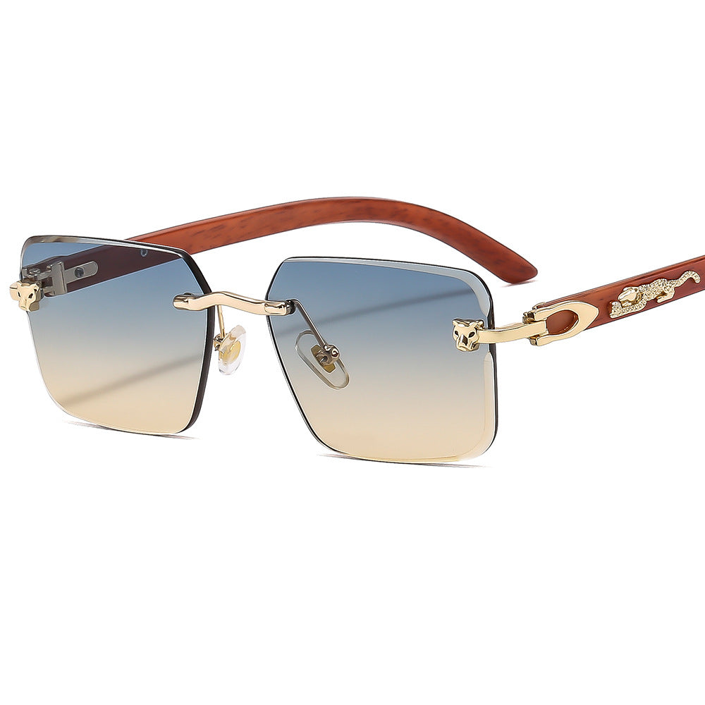 Lmamba 3076 Luxury Brand Designer Gold Cheetah Sunglasses 2024 Vintage High Quality Rimless Sun Glasses