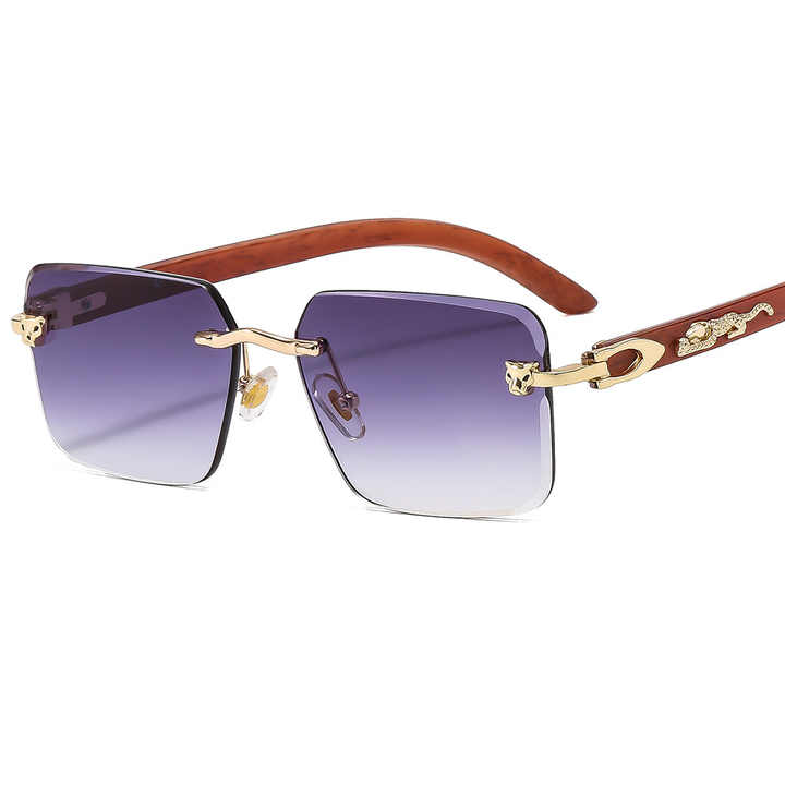 Lmamba 3076 Luxury Brand Designer Gold Cheetah Sunglasses 2024 Vintage High Quality Rimless Sun Glasses