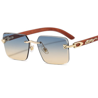 Lmamba 3076 Luxury Brand Designer Gold Cheetah Sunglasses 2024 Vintage High Quality Rimless Sun Glasses