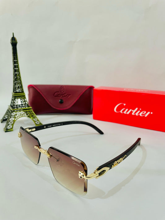 Lmamba 3076 Luxury Brand Designer Gold Cheetah Sunglasses 2024 Vintage High Quality Rimless Sun Glasses