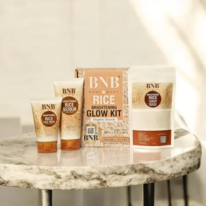 Bnb-rice Extract Bright & Glow Kit (Rice Face Wash, Scrub & Mask )