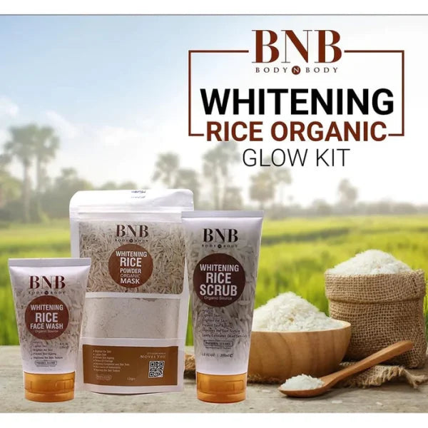 Bnb-rice Extract Bright & Glow Kit (Rice Face Wash, Scrub & Mask )