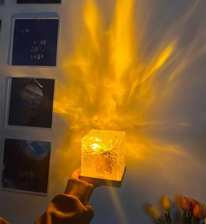 Dynamic Rotating Water Ripple Night Light 3 Colors Flame Crystal Lamp