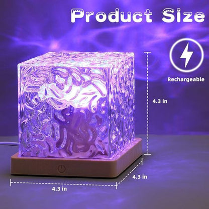 Dynamic Rotating Water Ripple Night Light 3 Colors Flame Crystal Lamp