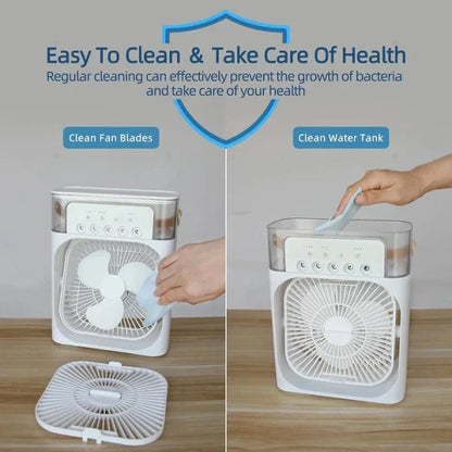 Trending Mini Air Conditioner Fan Premium 3 In 1 Desk Cooling Fan Spray Fan