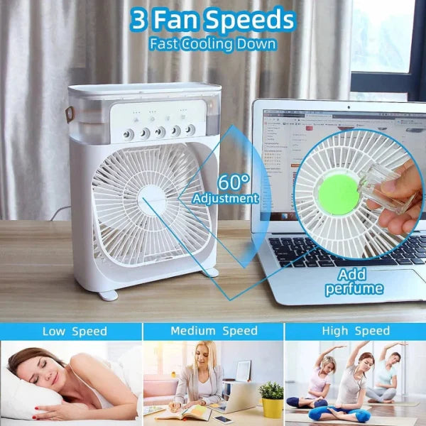 Trending Mini Air Conditioner Fan Premium 3 In 1 Desk Cooling Fan Spray Fan