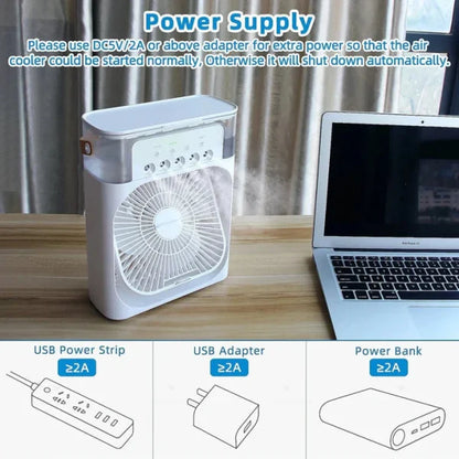 Trending Mini Air Conditioner Fan Premium 3 In 1 Desk Cooling Fan Spray Fan